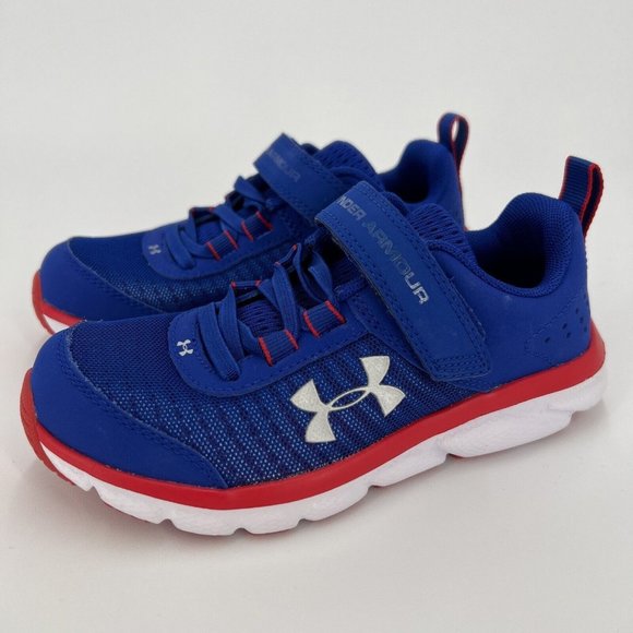 Under Armour Boy Assert 8 Athletic Running Shoes sz 12 Kid's Royal Blue/Red NEW - Picture 1 of 6
